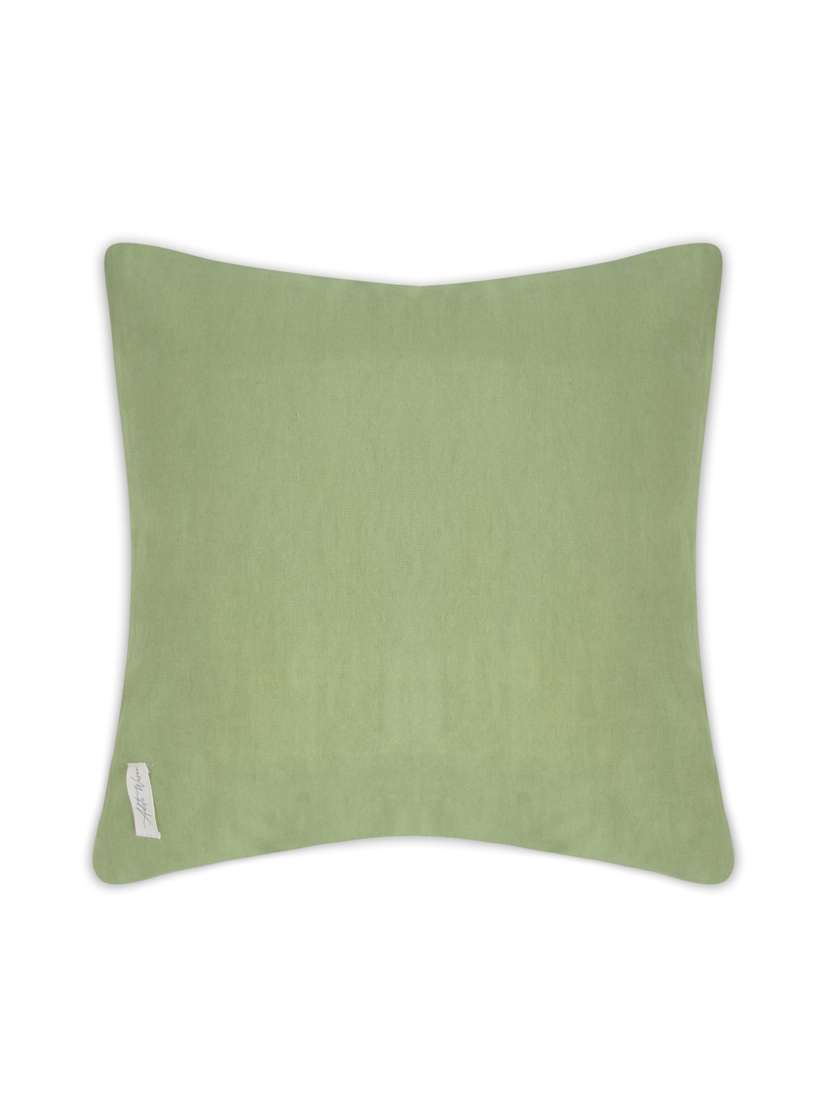 green cotton tweed weave cushion cover - 19831179 -  Standard Image - 1