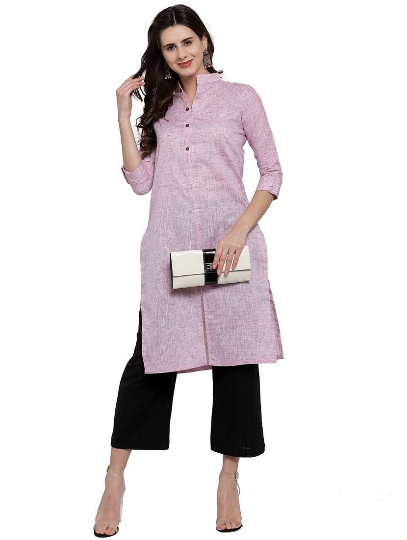 purple solid straight kurta