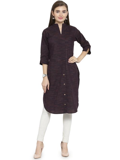 purple solid straight kurta - 19832248 -  Standard Image - 0