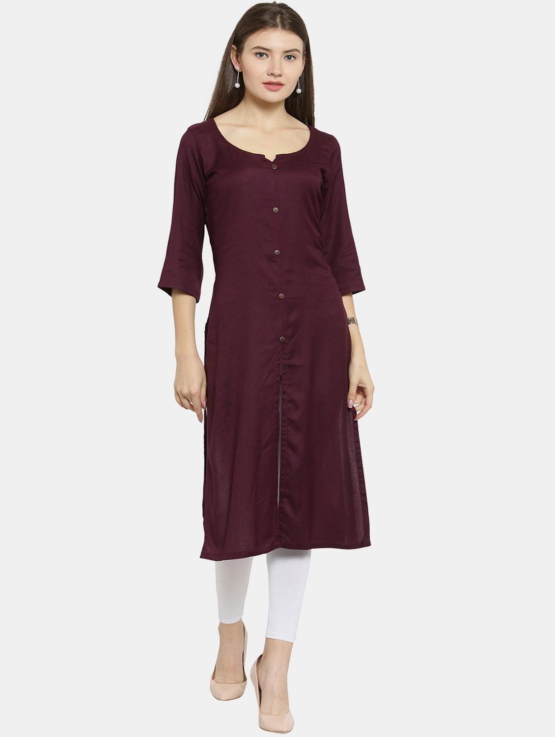 solid cotton straight kurta - 19832257 - Standard Image - 1