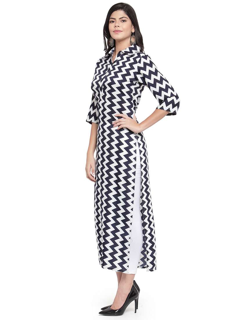 multi color chevron straight kurta - 19832276 - Standard Image - 1