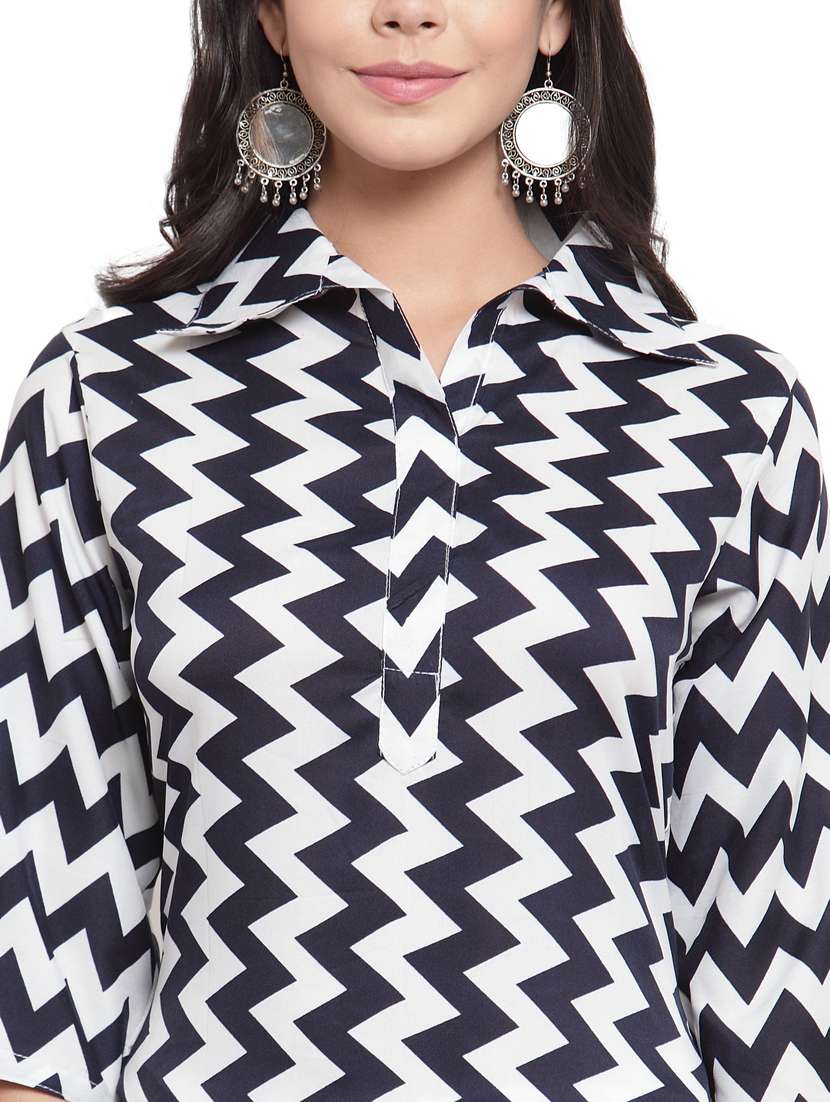 multi color chevron straight kurta - 19832276 - Standard Image - 4