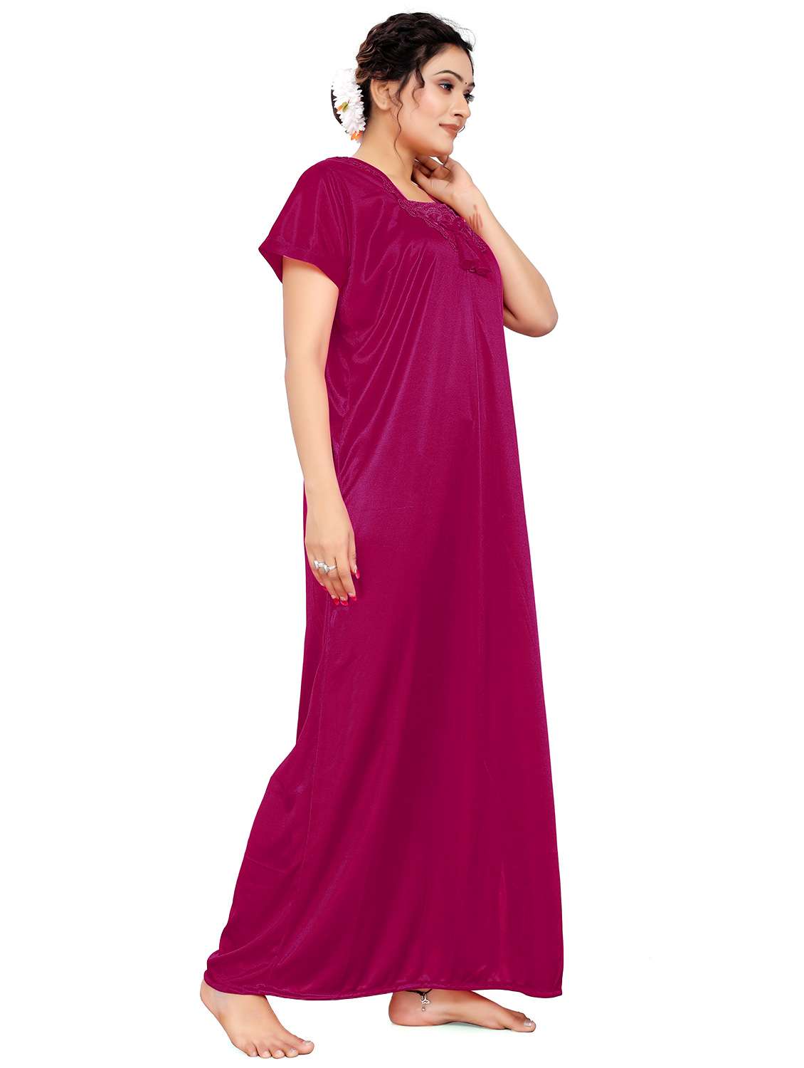 women solid lycra nighty - 19838503 -  Standard Image - 1