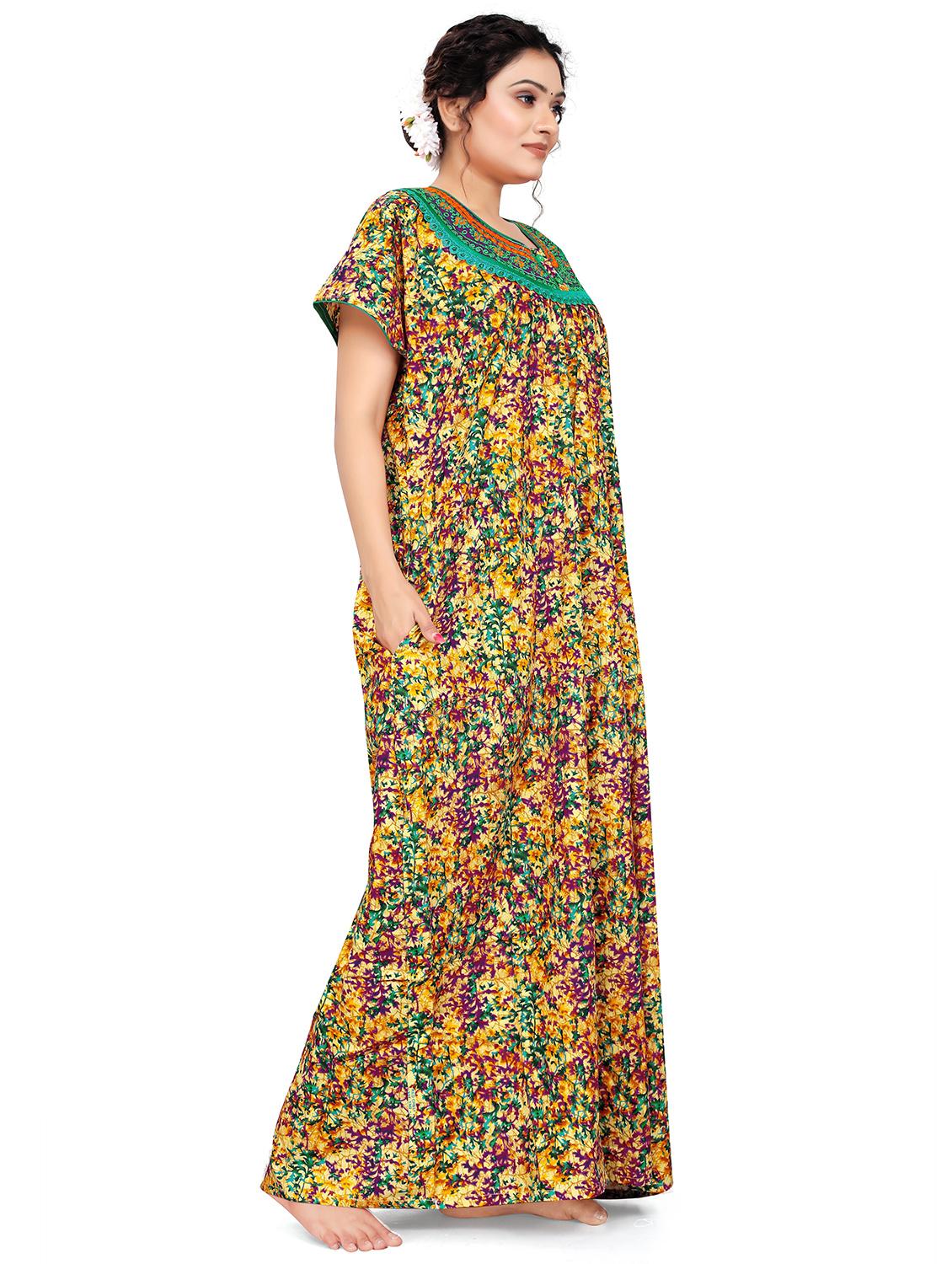 women lace detail printed nighty - 19838516 - Standard Image - 1