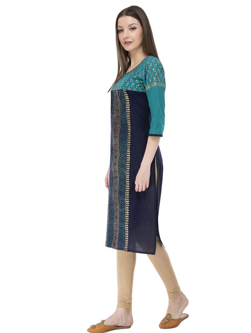 round neck self design straight kurta - 19839215 - Standard Image - 1