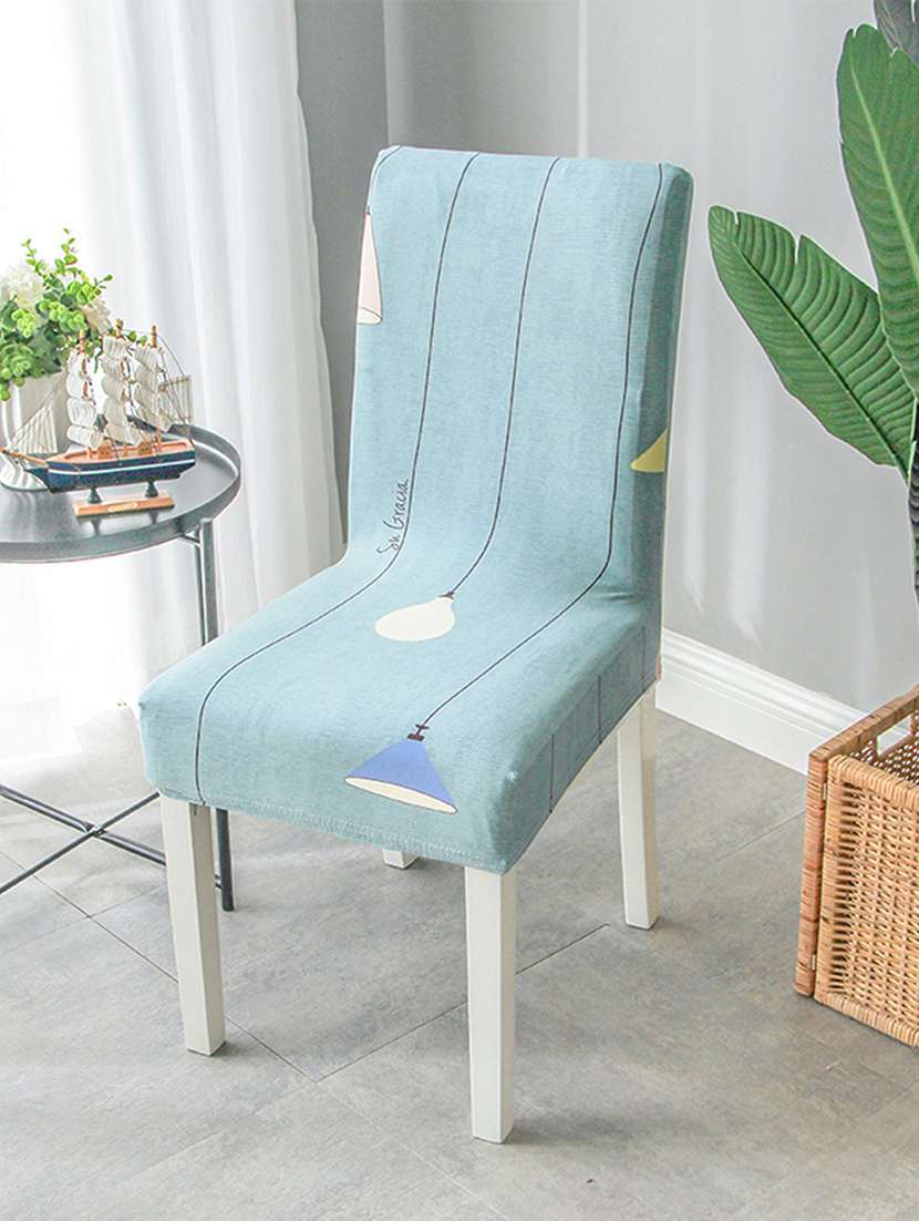printed blue chair cover