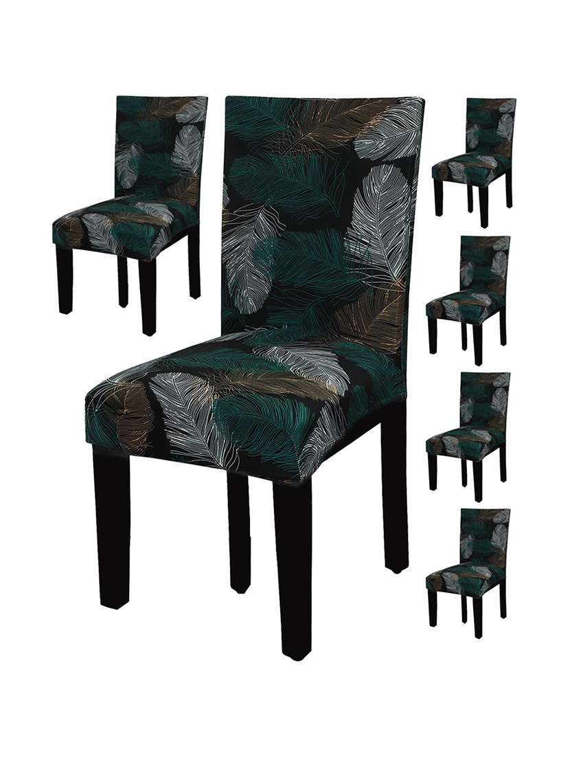 pack of 6 black printed chair cover