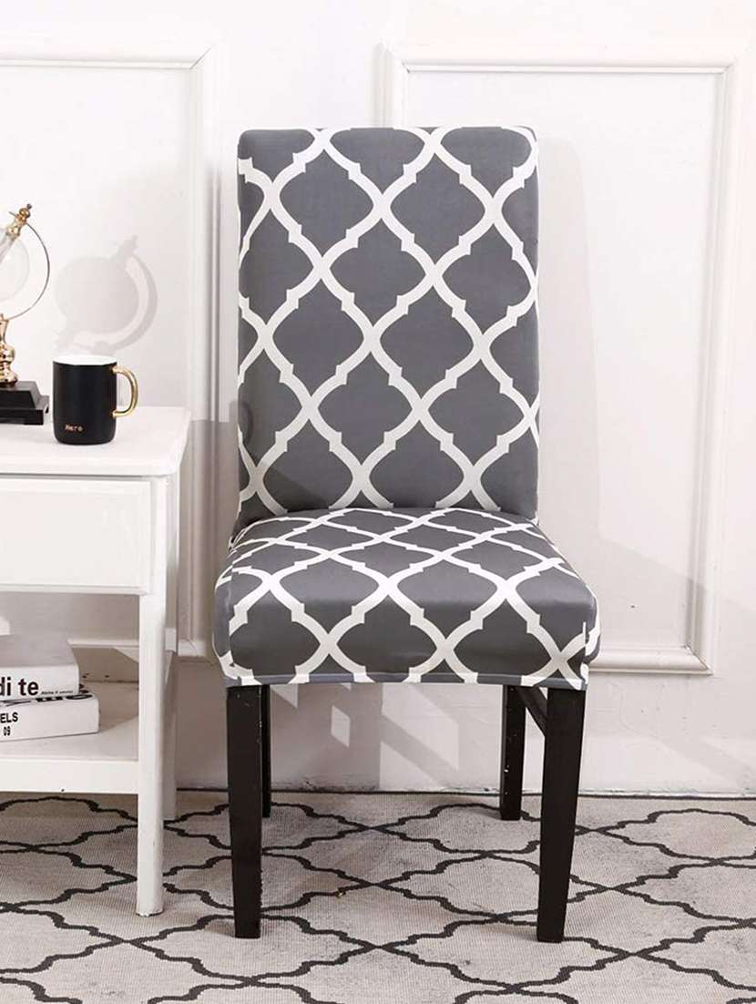 pack of 6 grey printed chair cover - 19839504 -  Standard Image - 1