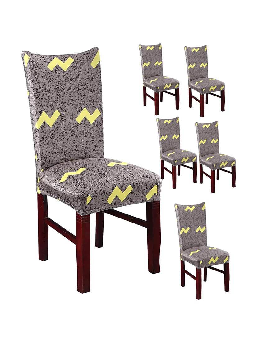 pack of 6 grey printed chair cover