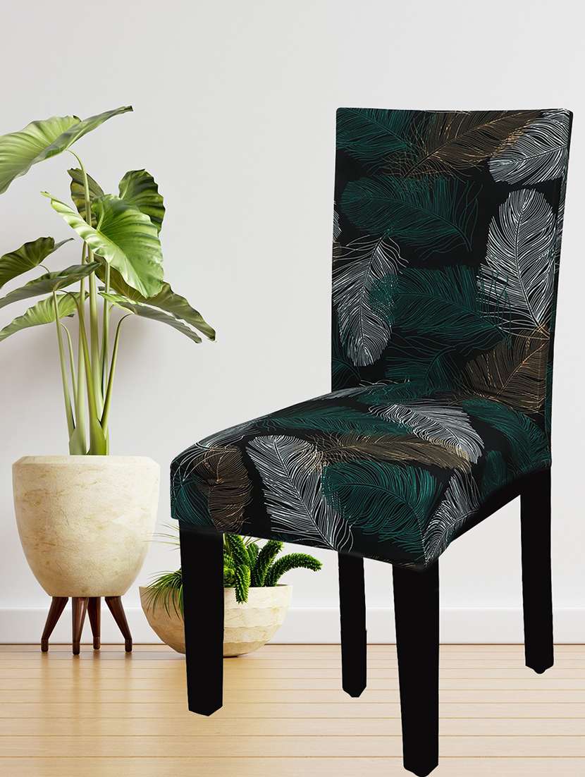 pack of 4 black printed chair cover - 19839582 -  Standard Image - 1