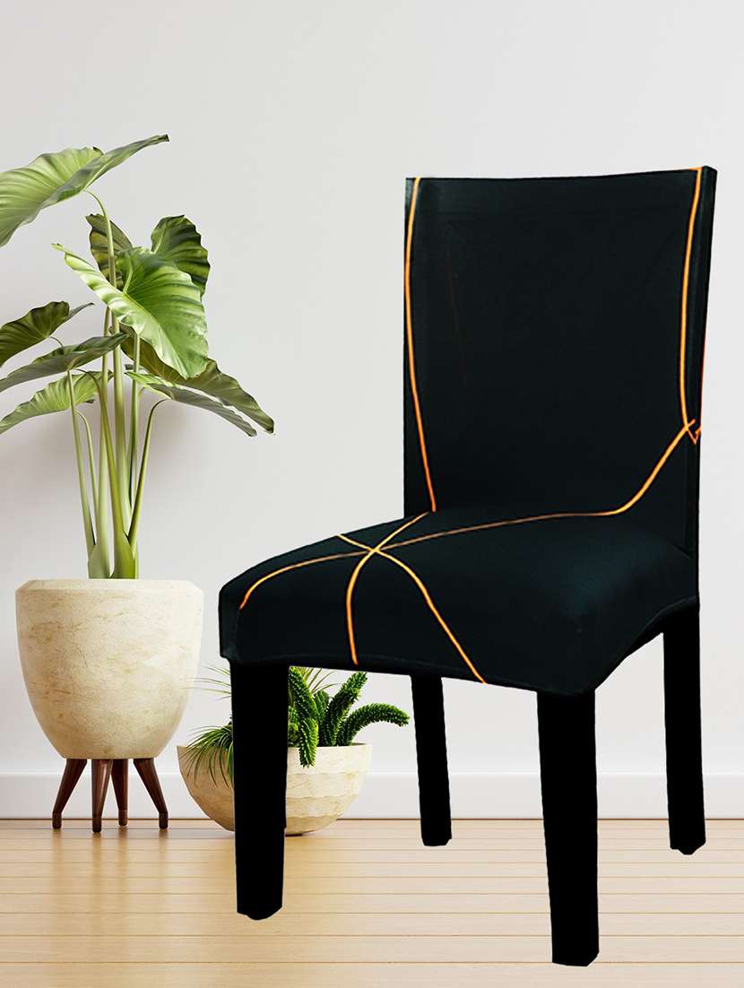 pack of 6 black printed chair cover - 19839584 -  Standard Image - 1