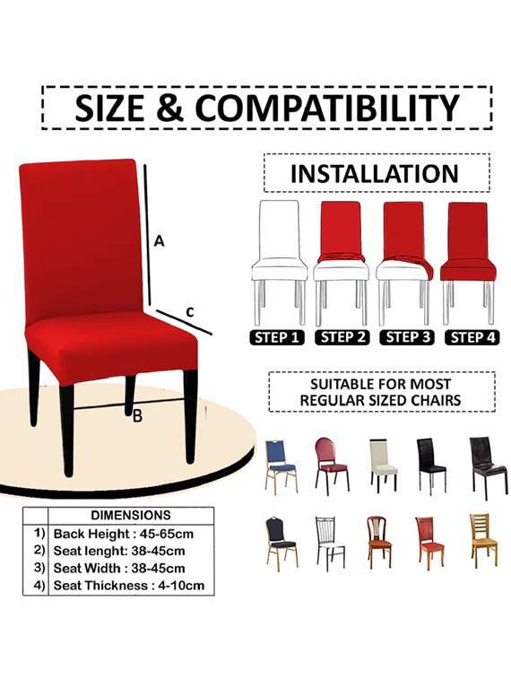 pack of 4 red solid chair cover - 19839621 -  Standard Image - 1