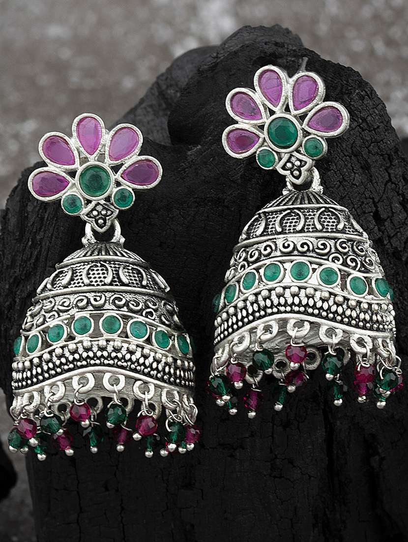 silver alloy jhumka earring
