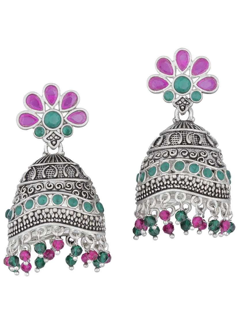 silver alloy jhumka earring - 19839894 -  Standard Image - 1