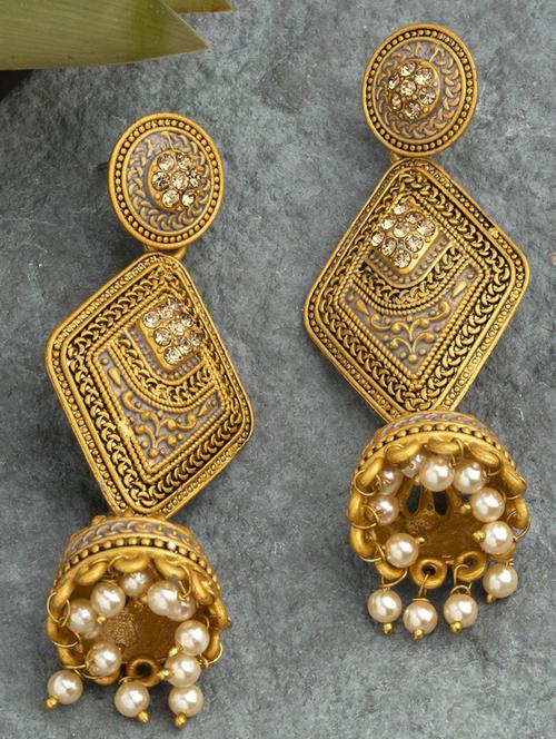 grey alloy jhumka earring - 19839906 - Standard Image - 0