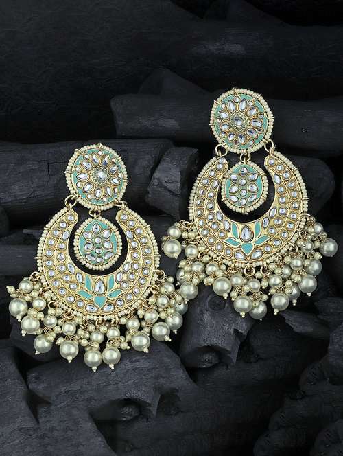 blue brass chandballi earring - 19839937 - Standard Image - 0