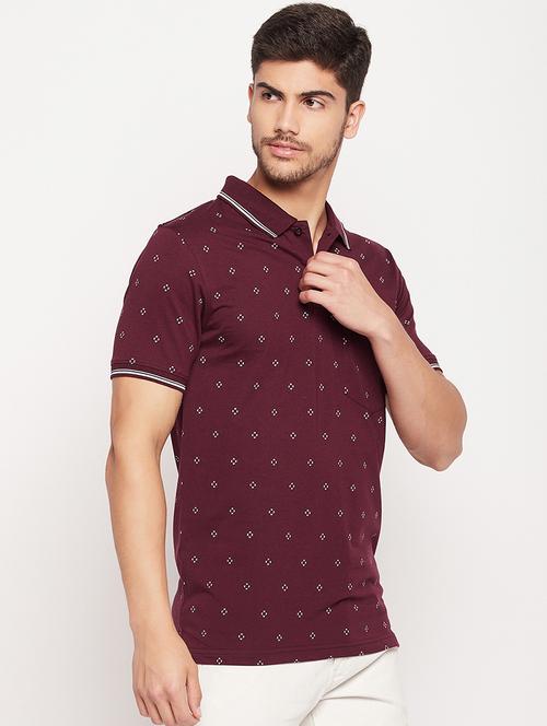 polo neck all over print t-shirt - 19840027 - Standard Image - 0