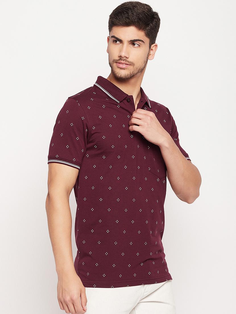 polo neck all over print t-shirt - 19840027 - Zoom Image - 0