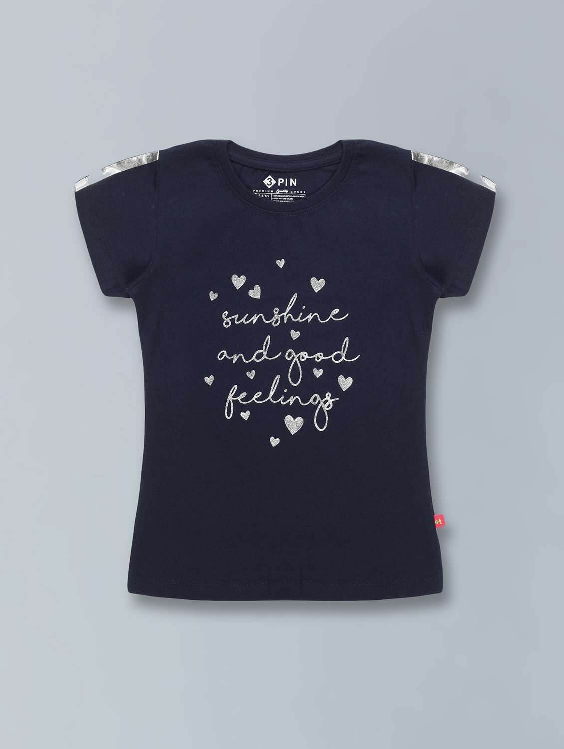 girls round neck typography printed shorts set - 19840817 -  Standard Image - 1