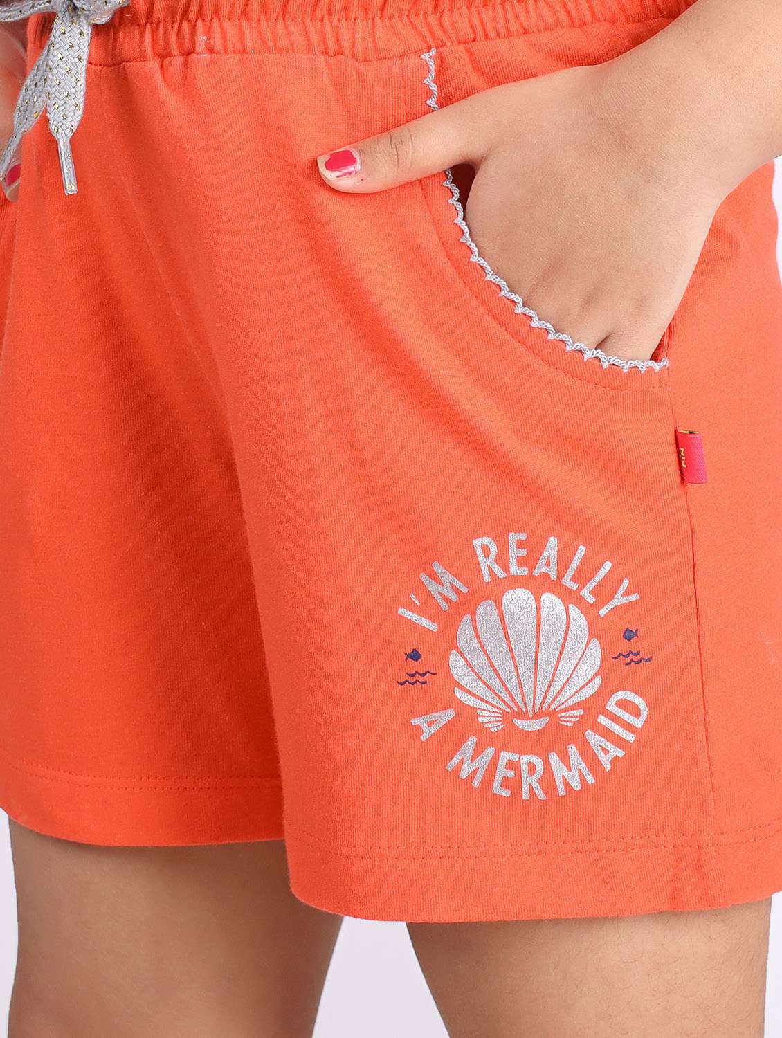 girls round neck typography printed shorts set - 19840817 -  Standard Image - 4