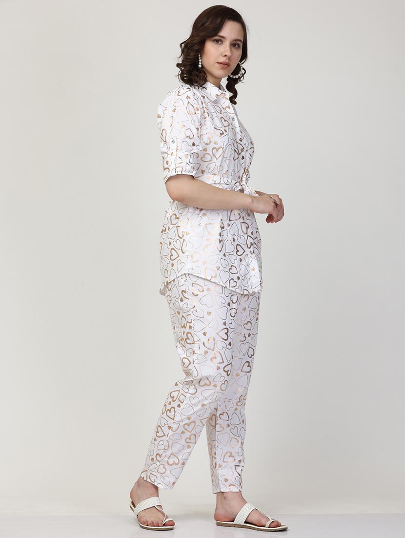 white printed top and trouser co-ord set - 19840827 - Standard Image - 1