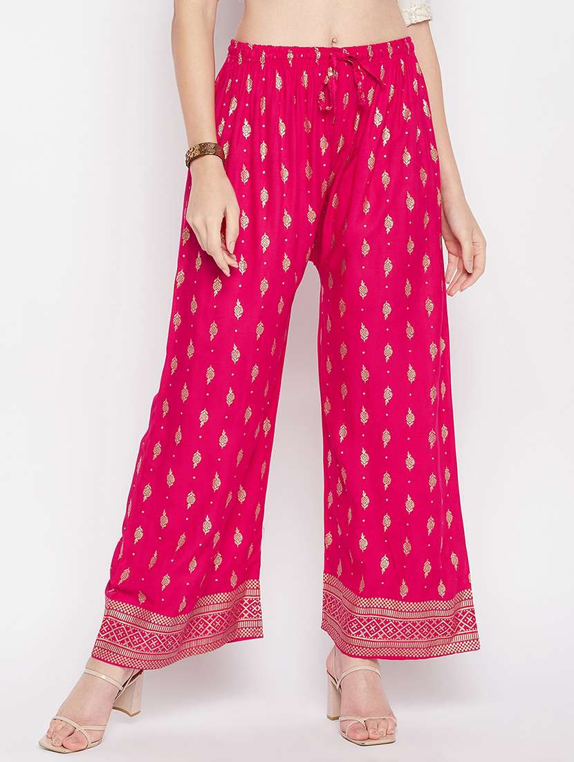 magenta rayon straight palazzo