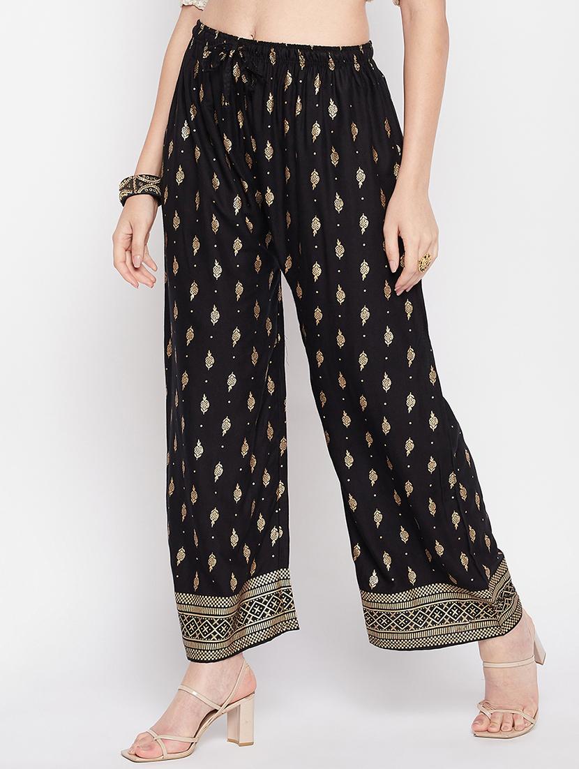 black rayon straight palazzo - 19840845 -  Standard Image - 1