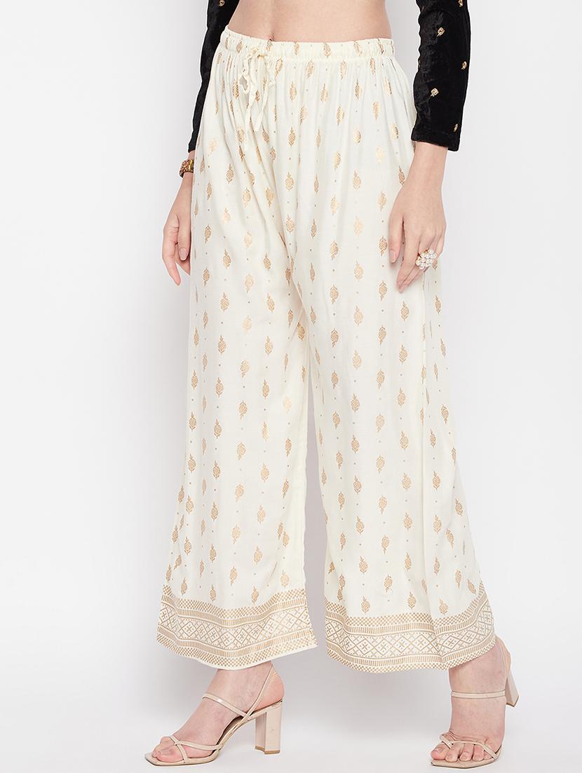 offwhite rayon straight palazzo - 19840848 - Standard Image - 1