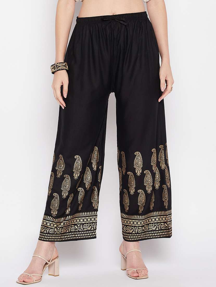 black rayon straight palazzo