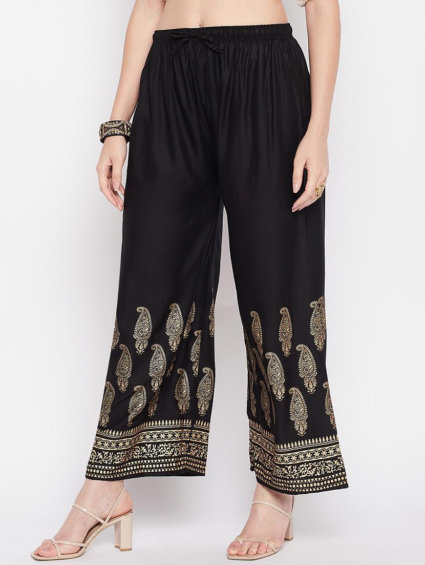 black rayon straight palazzo - 19840849 - Standard Image - 1