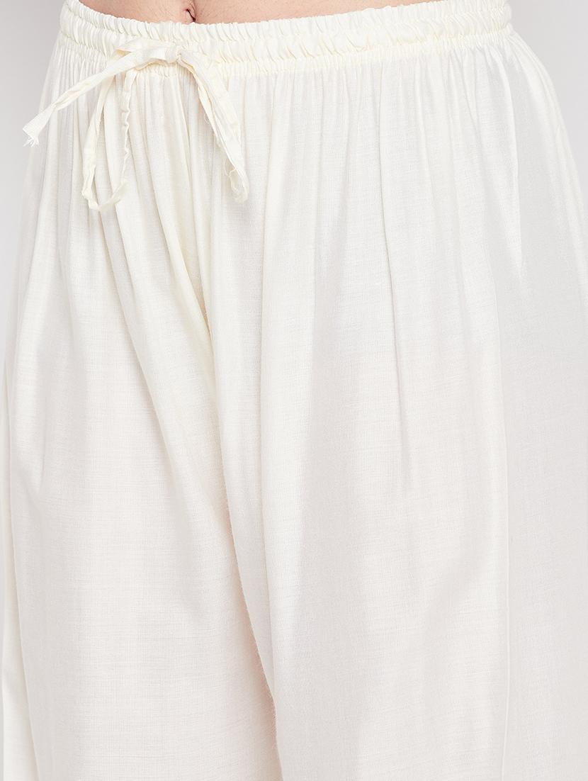 offwhite rayon straight palazzo - 19840853 - Standard Image - 4