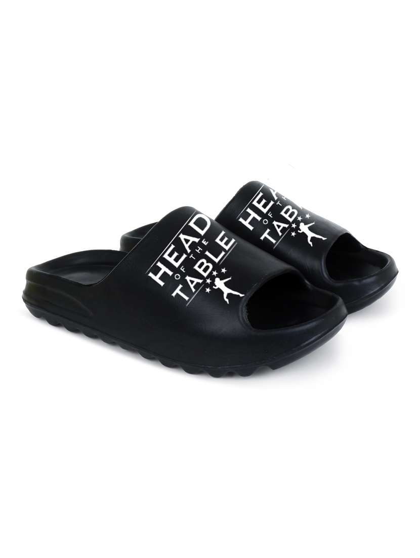 black rubber slip on flip flops - 19843010 -  Standard Image - 1
