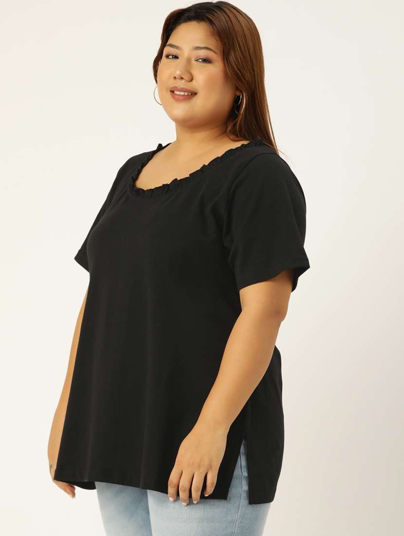 women's plain round neck t-shirt - 19847110 - Standard Image - 1