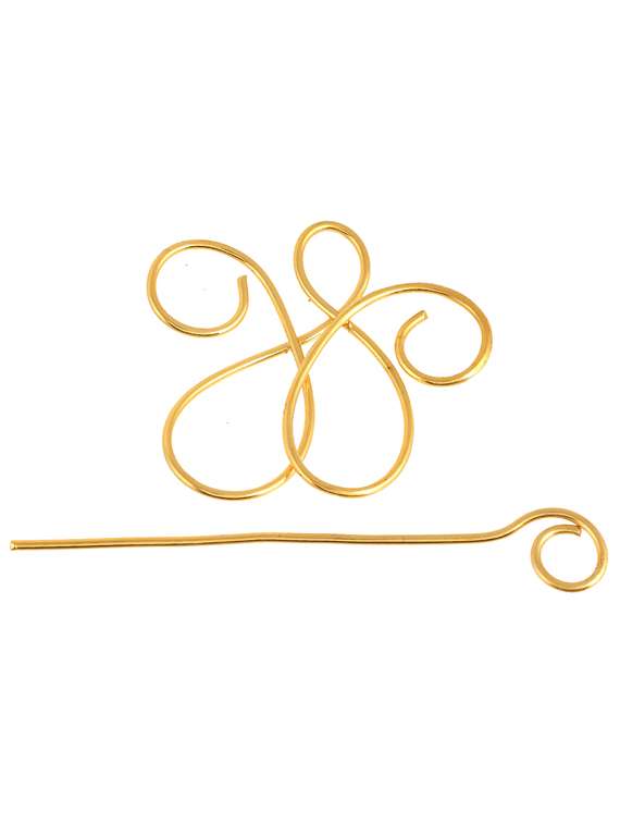 gold plated metallic hair bun pin - 19847121 -  Standard Image - 1