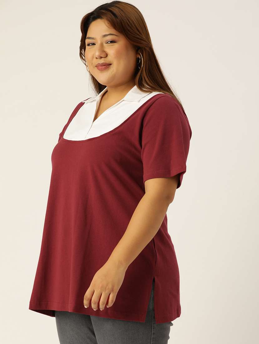 women's straight collared top - 19847124 - Standard Image - 1