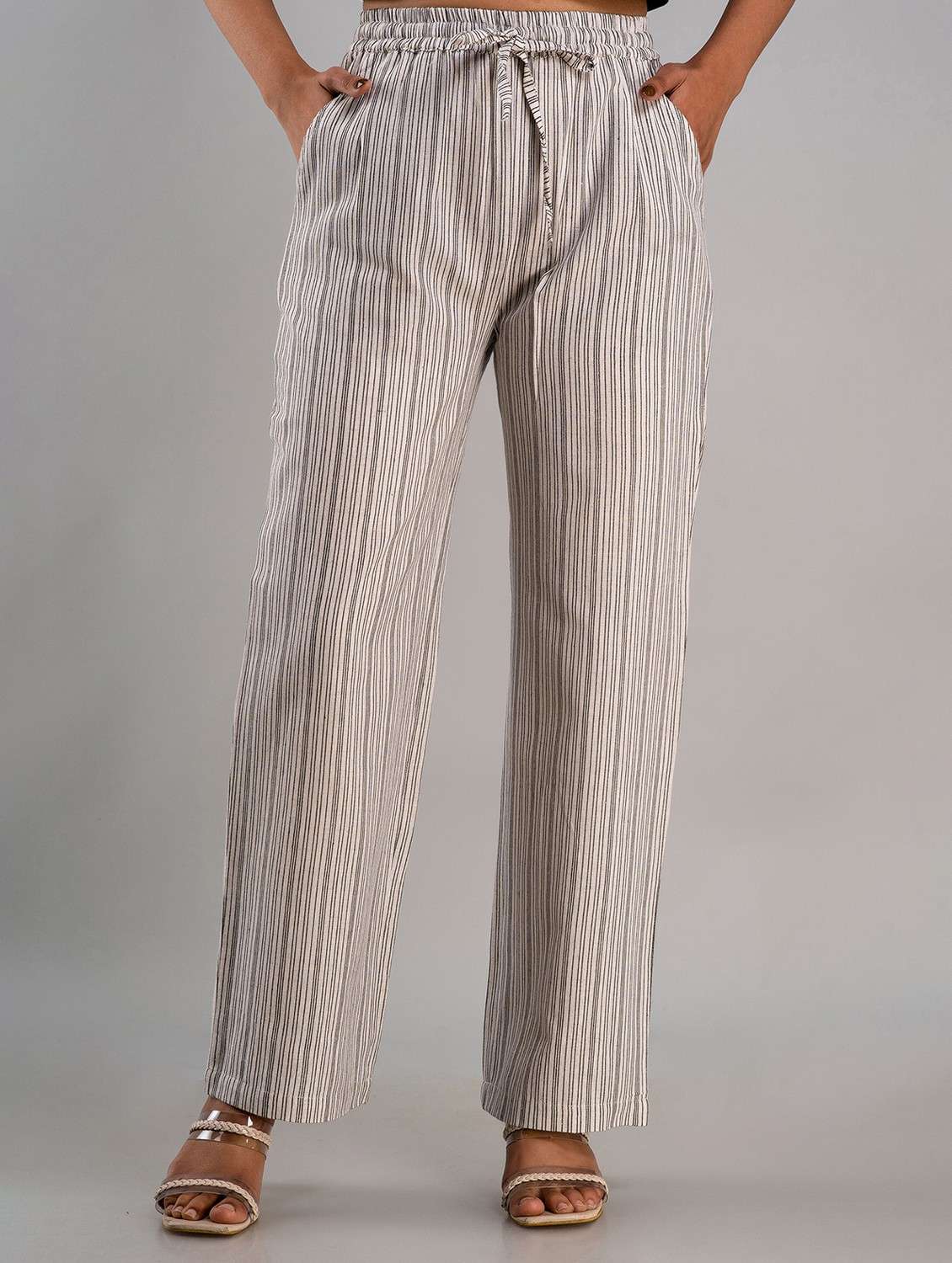 stripes printed wide leg trouser