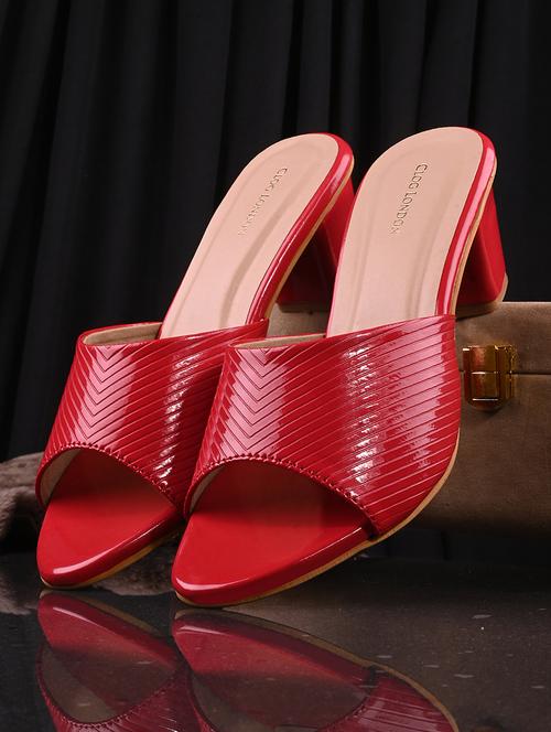 red synthetic slip on sandals - 19847454 - Standard Image - 0