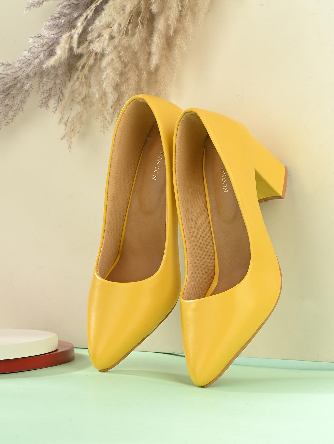 yellow synthetic slip on pumps - 19847458 - Standard Image - 1