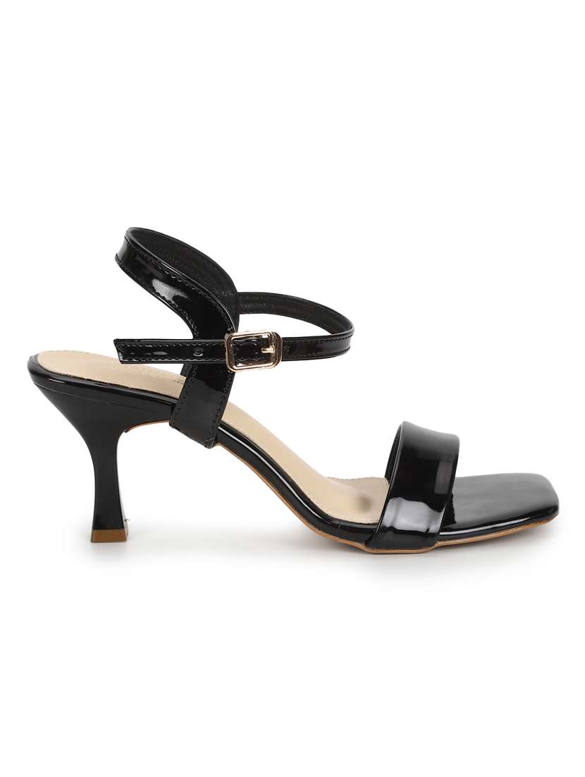 black patent leather ankle strap sandals - 19848023 -  Standard Image - 1