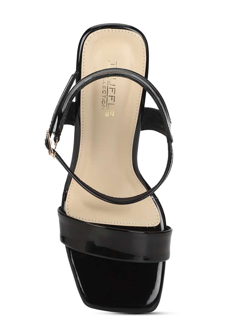 black patent leather ankle strap sandals - 19848023 -  Standard Image - 4