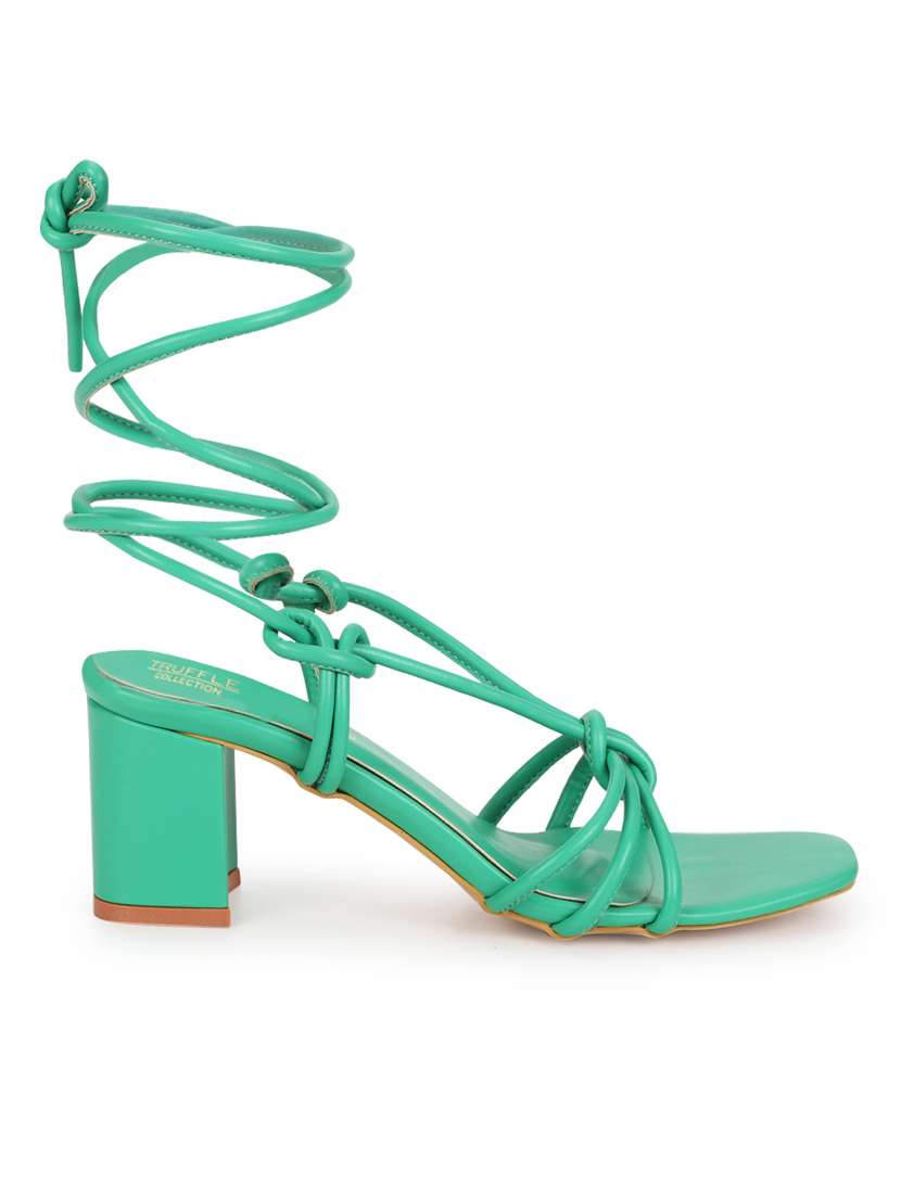 green tie up strappy sandal - 19848027 -  Standard Image - 1