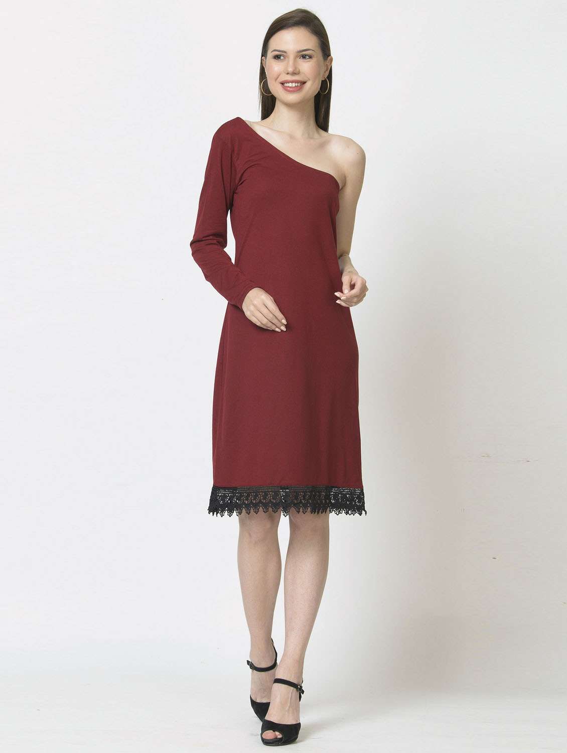 women single shoulder solid sheath dress - 19848202 - Zoom Image - 0