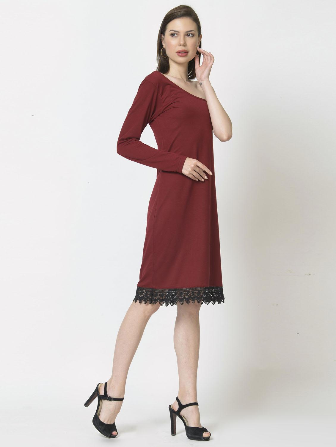 women single shoulder solid sheath dress - 19848202 -  Standard Image - 1