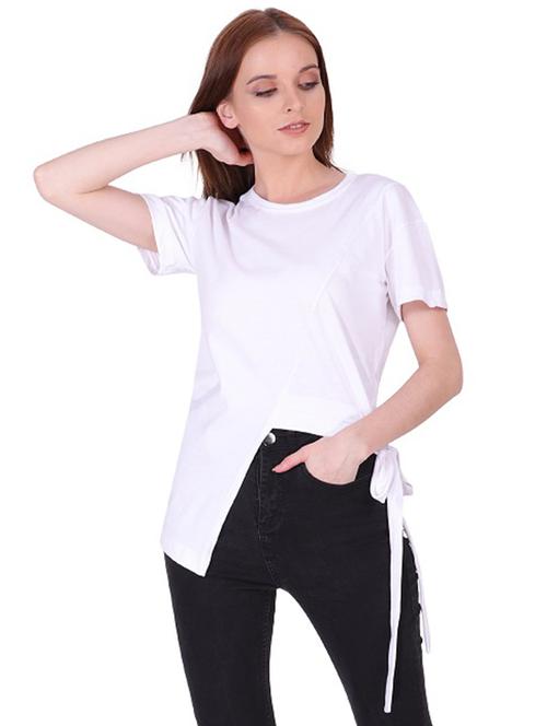 women's asymmetric round neck top - 19848251 - Standard Image - 0