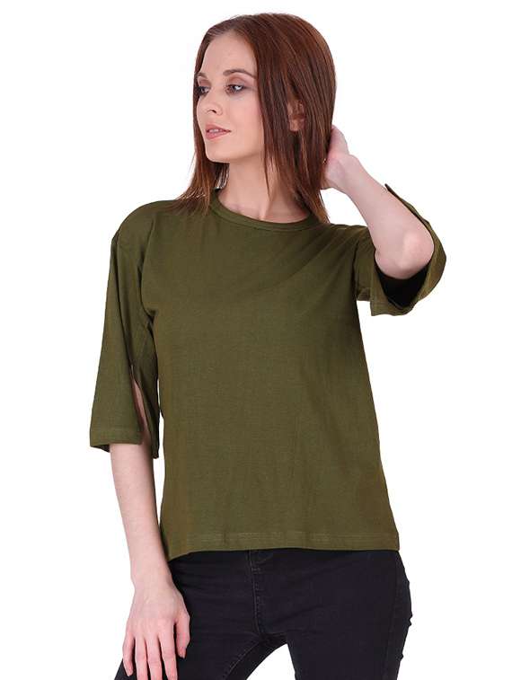 women's straight crew neck top