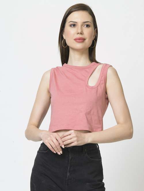 women's crop round neck top - 19848300 -  Standard Image - 0