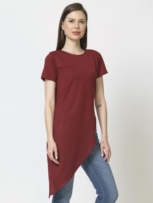 women's asymmetric round neck top - 19848301 - Standard Image - 0