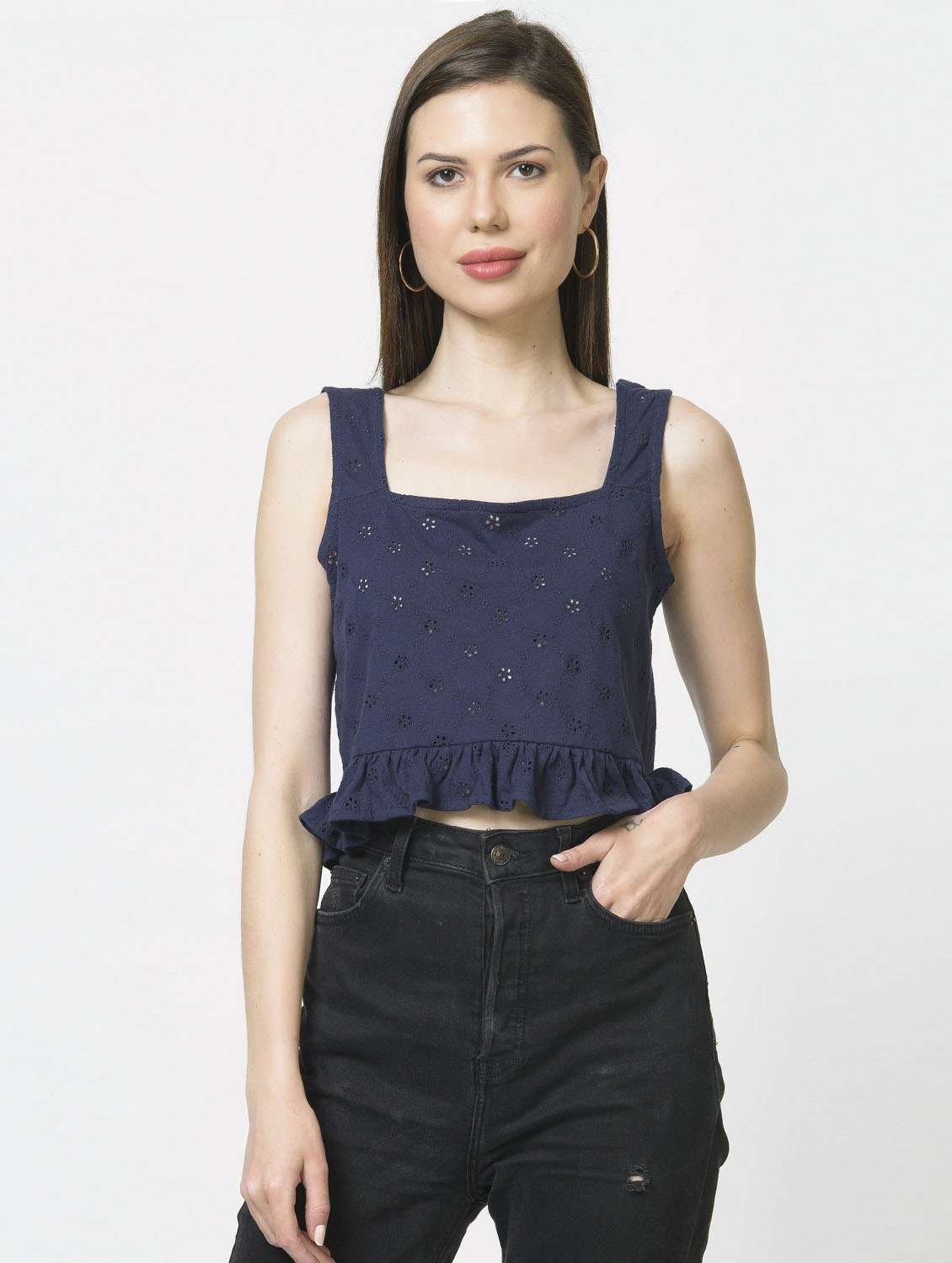 women's crop shoulder strap top