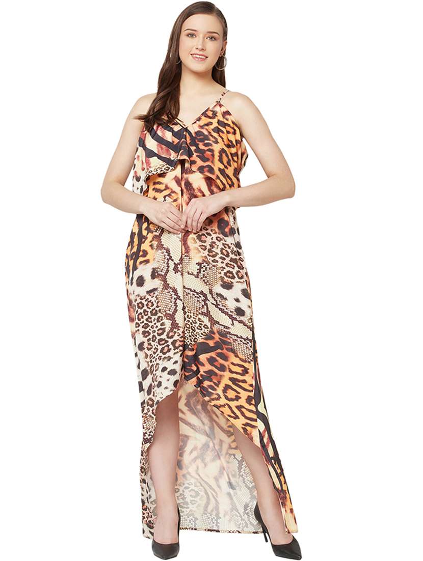 women's high low animal print dress - 19848438 - Standard Image - 1