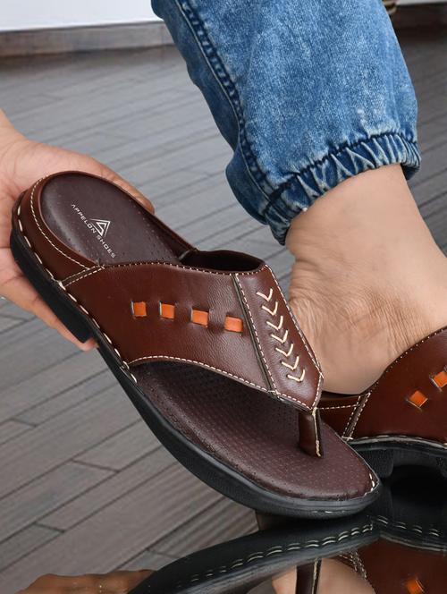 brown synthetic slip on flip flop - 19848703 -  Standard Image - 0